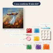 Elicottero antincendio sul bosco in fiamme – contenuto del kit