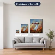 Hélicoptère bombardier d'eau en plein largage – tailles disponibles