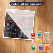 Pompier et dalmatien devant le camion rouge – kit prêt à commencer