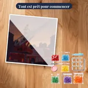 Pompier grimpant l’échelle au crépuscule – kit prêt à commencer