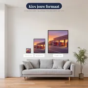 Brandweerkazerne bij zonsopgang – beschikbare formaten