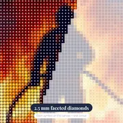 Heroic Firefighter Amid Sparks – diamond close-up