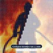 Heldhaftige Brandweerman Voor Vlammen – close-up van de steentjes