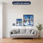 Pupazzo di neve nel villaggio innevato – misure disponibili