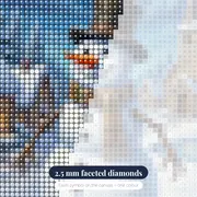 Carrot-Nosed Snowman in Snowy Village – diamond close-up
