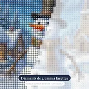 Bonhomme de neige au village d’hiver – gros plan des diamants