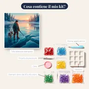Renna e giovane sul lago ghiacciato – contenuto del kit