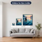 Junger Eissäger und Rentier am See – verfügbare Größen