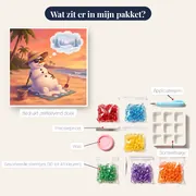 Sneeuwpop met zomerhoed op het strand – inhoud van het pakket