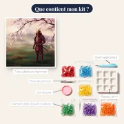 Guerrier samouraï sous les cerisiers en fleurs – contenu du kit