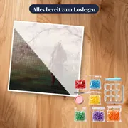 Samurai in roter Rüstung unter Kirschblüten – Set bereit zum Loslegen