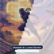Ninja bondissant sous la pleine lune – gros plan des diamants