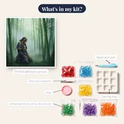 Kneeling Samurai in Misty Bamboo – kit contents