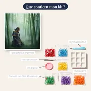 Samouraï agenouillé dans la forêt de bambous – contenu du kit