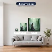 Kneeling Samurai in Misty Bamboo – available sizes