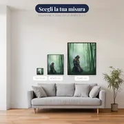 Samurai in ginocchio tra bambù e nebbia – misure disponibili