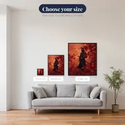 Ninja with Katana Among Red Maple Leaves – available sizes