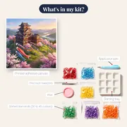 Hilltop Castle with Koi Banners – kit contents
