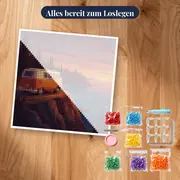 Klassisches Wohnmobil auf Küstenklippe im Abendlicht – Set bereit zum Loslegen