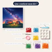 Van, tente, feu sous la Voie lactée – contenu du kit