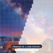 Van, tente, feu sous la Voie lactée – gros plan des diamants