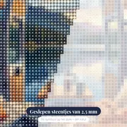 Camper met open deuren aan het meer – close-up van de steentjes