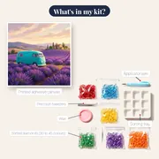 Turquoise Van in Lavender Fields – kit contents