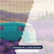 Van turquoise rétro au champ de lavande – gros plan des diamants