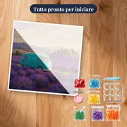 Camper turchese d'epoca tra la lavanda – kit pronto per iniziare