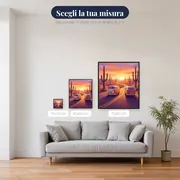 Camper tra cactus giganti all'alba – misure disponibili