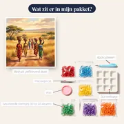 Vrouwen met manden op savanneweg – inhoud van het pakket