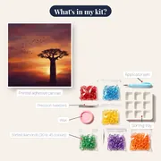 Baobab Sunset with Flying Birds – kit contents
