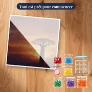 Baobab solitaire au coucher du soleil – kit prêt à commencer