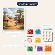 Round Huts Under a Bright Sky – kit contents
