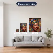 Joyful Headwrap Portrait in Wax Print – available sizes