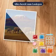 Elefantenfamilie vor dem Kilimandscharo – Set bereit zum Loslegen