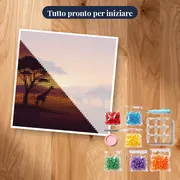 Tramonto sulla savana con giraffe – kit pronto per iniziare