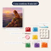 Leone sulla roccia all'alba – contenuto del kit