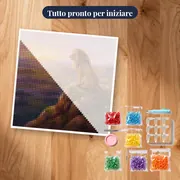 Leone sulla roccia all'alba – kit pronto per iniziare