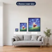 Blond Hero Calling Lightning on a Hill – available sizes