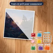 Panthère noire sur falaise au crépuscule – kit prêt à commencer