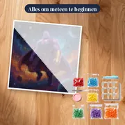 Paarse ruimteschurk met gouden handschoen – pakket klaar om te beginnen