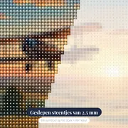Oude dubbeldekker boven groene velden – close-up van de steentjes