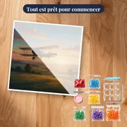 Biplan d'époque au-dessus des champs verts – kit prêt à commencer