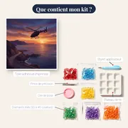 Hélicoptère au-dessus du littoral couchant – contenu du kit