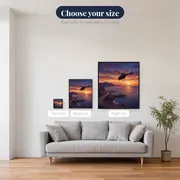Helicopter Over Sunset Coastline – available sizes