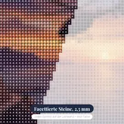 Helikopter über Küste im Abendrot – Nahaufnahme der Steine