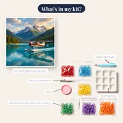 Seaplane Landing on Turquoise Mountain Lake – kit contents