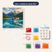 Hydravion sur lac turquoise – contenu du kit