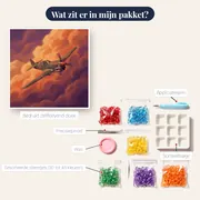 Propellervliegtuig in dreigende wolken – inhoud van het pakket